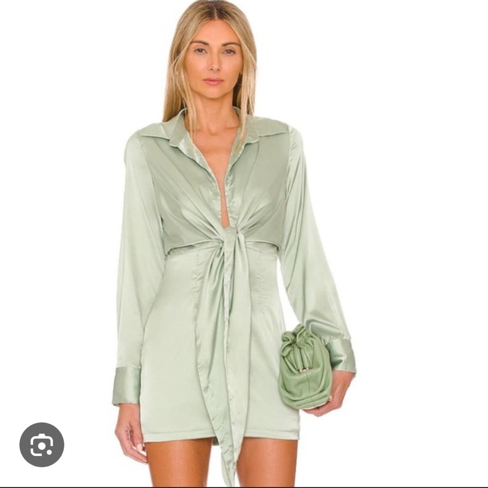 More to Come - Sage Green Satin Mini Dress